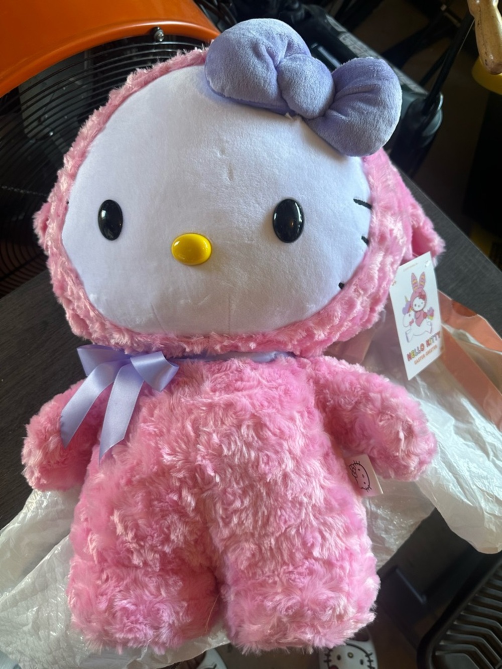 Sanrio Hello Kitty Plush in Pink with Lavender Bow and Ribbon